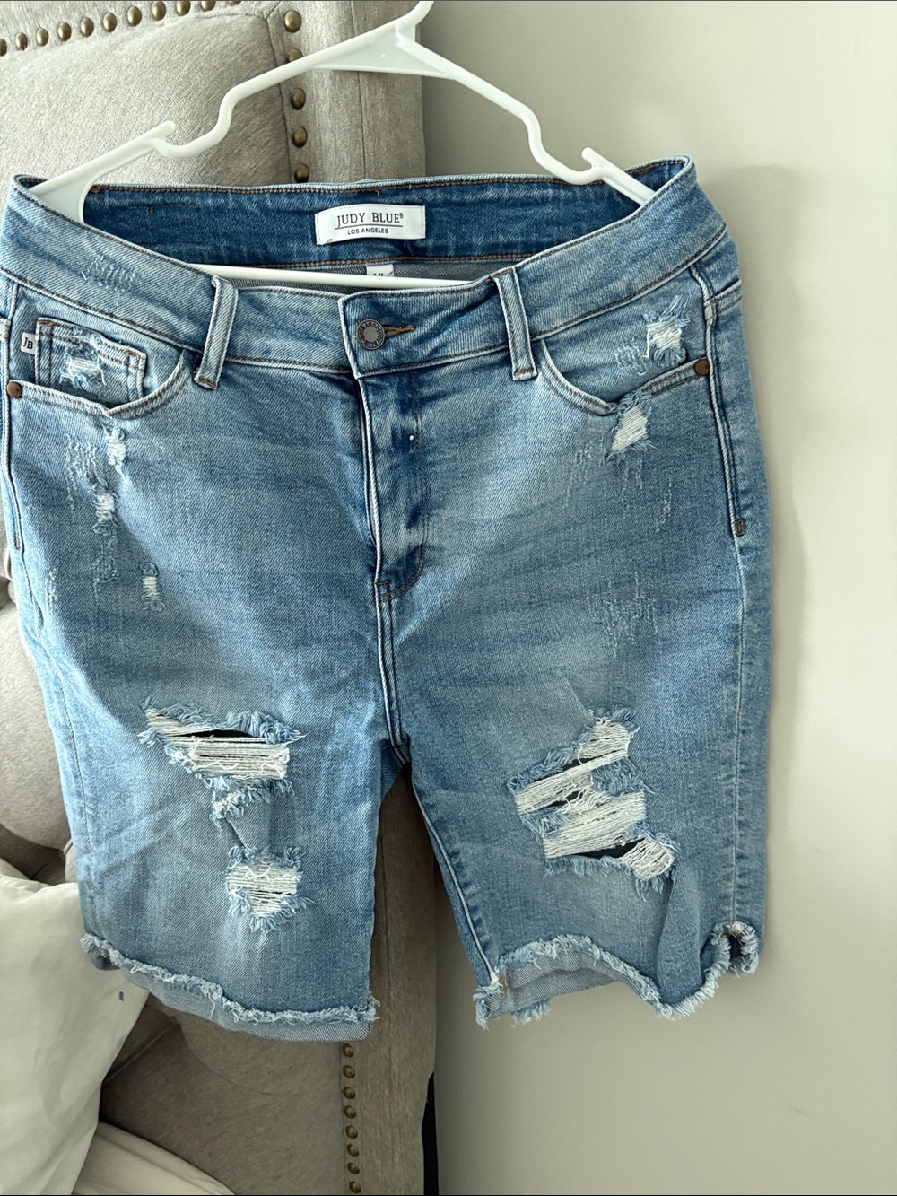 Judy Blue Light Blue Distressed Denim Bermuda Shorts